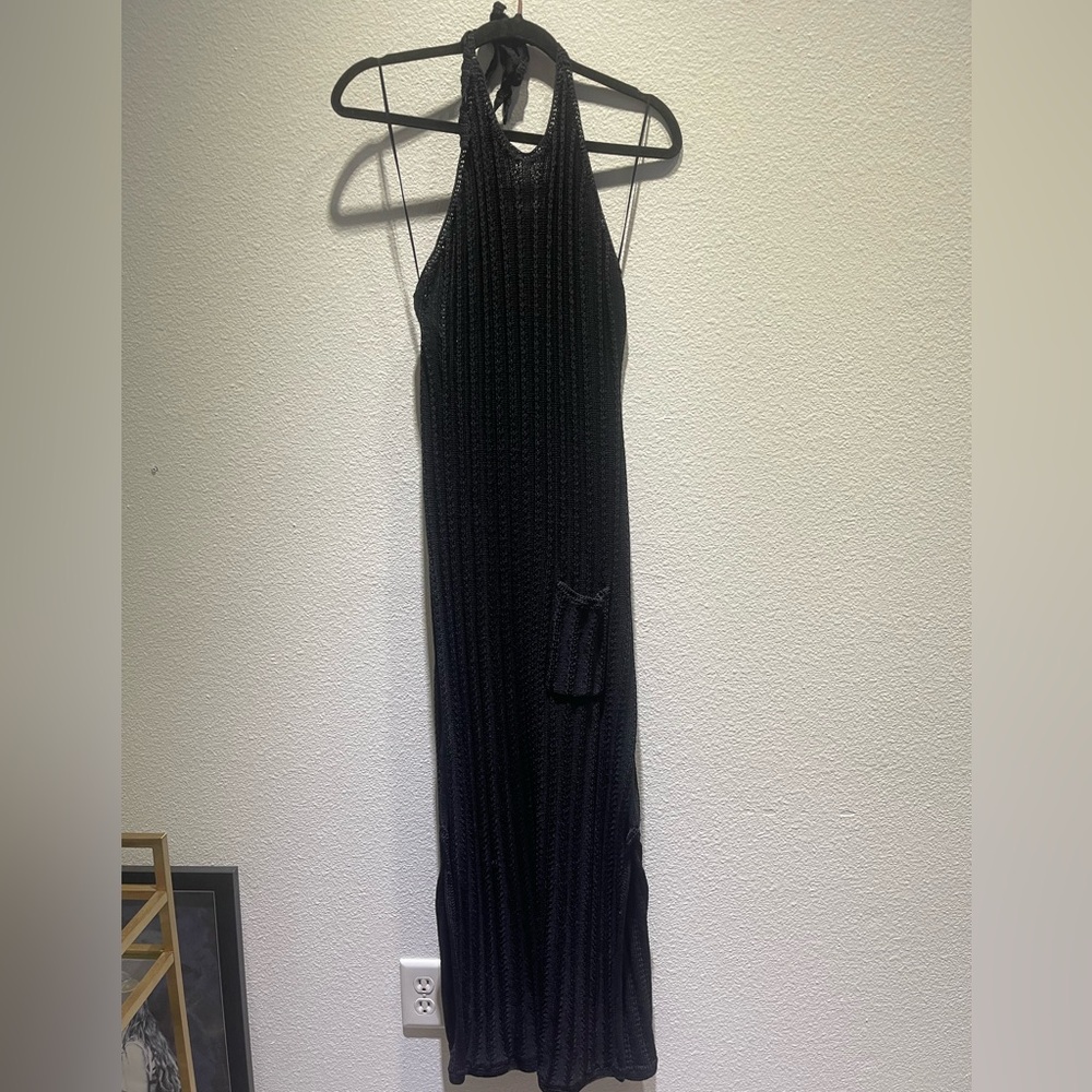 ganni crochet halter neck maxi dress